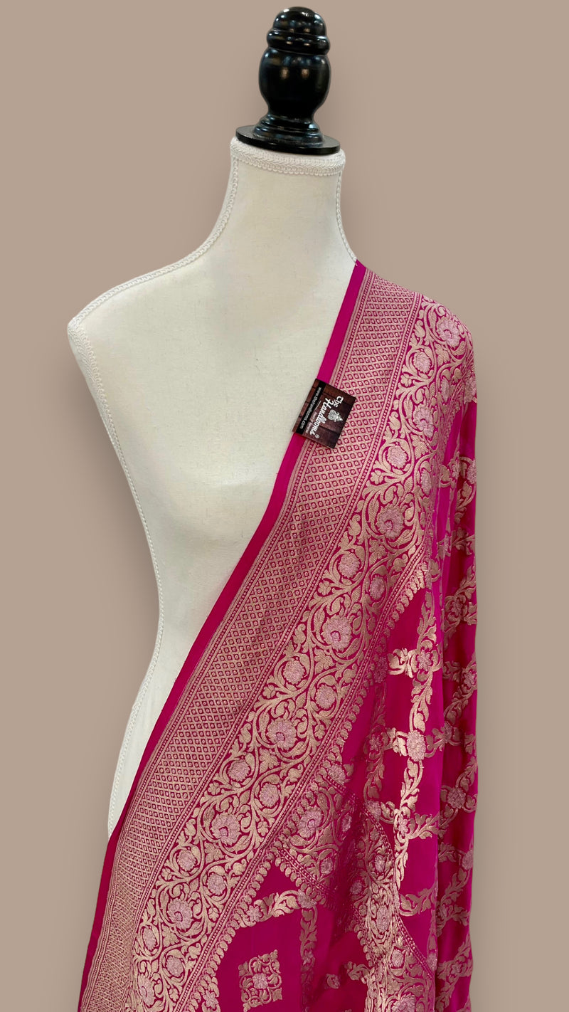 Pure Khaddi Georgette Dupatta - water zari - The Handlooms