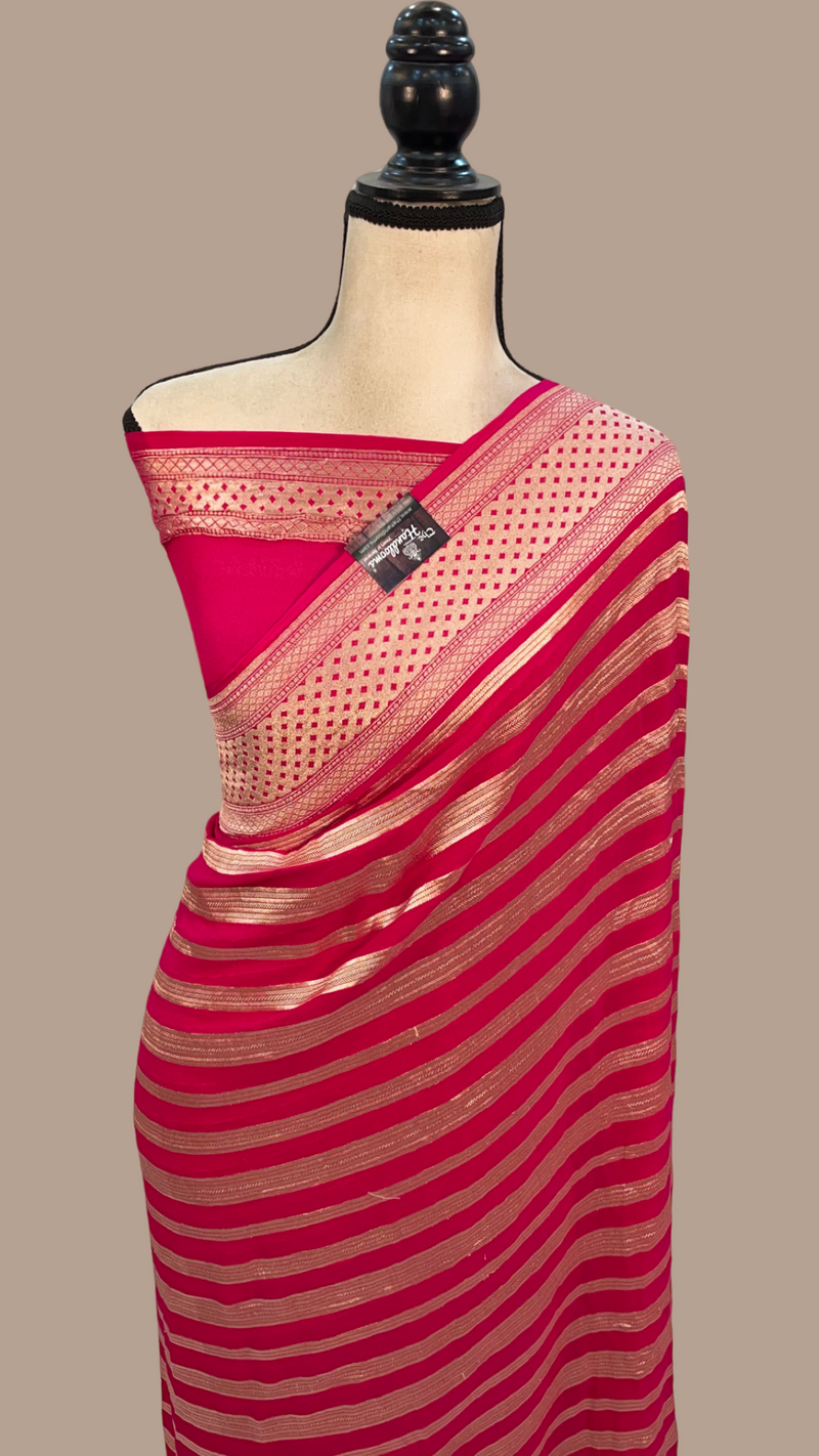 Khaddi Georgette Handloom Banarasi Saree - The Handlooms