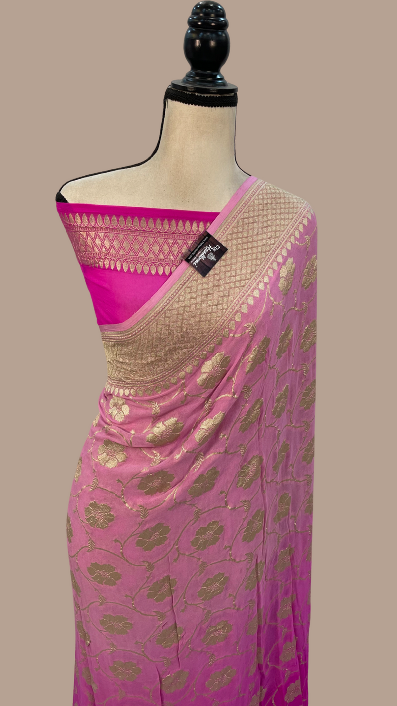 Khaddi Georgette Handloom Banarasi Saree - The Handlooms