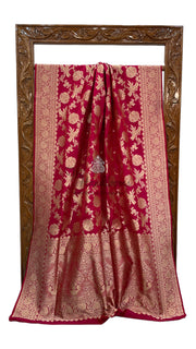 Pure Katan Silk Banarasi Handloom Saree - All Over Jaal Work - The Handlooms