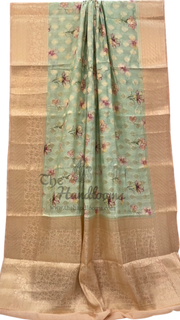 Pure Chiniya Silk Digital Print Handloom Banarasi Saree - The Handlooms