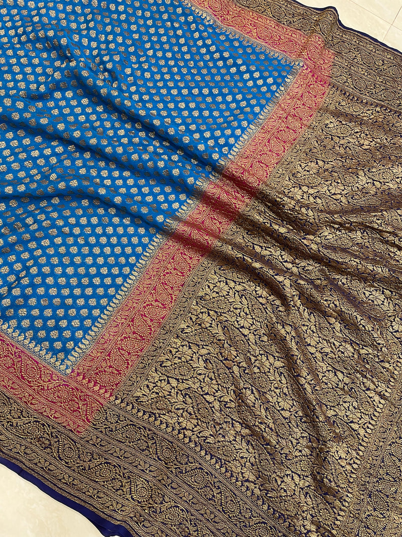 Khaddi Georgette Banarasi Saree -  Antique zari - The Handlooms