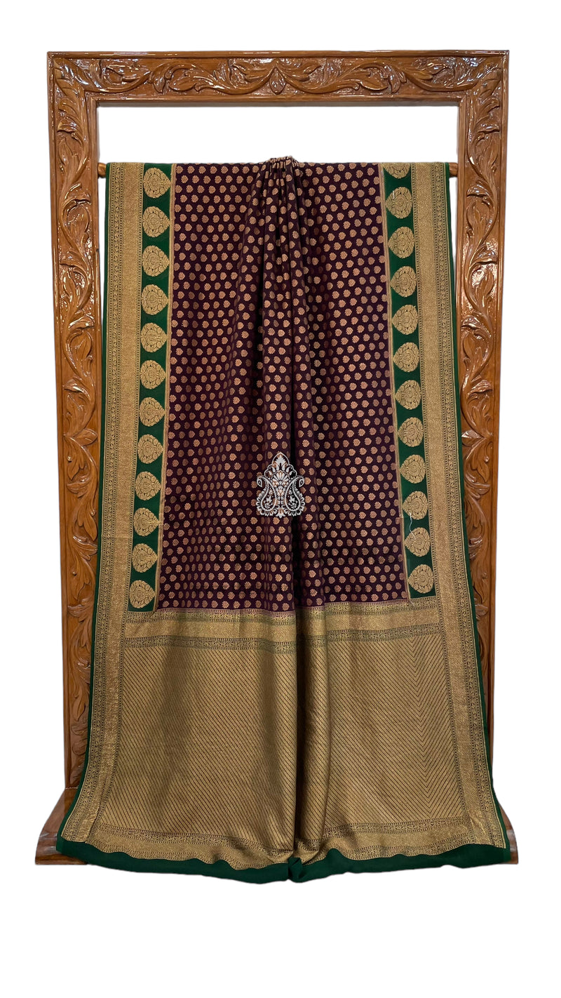 Khaddi Georgette Handloom Banarasi Saree -  Antique zari - The Handlooms