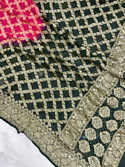 Pure Georgette Banarasi Bandhej Handloom Dupatta - Dual Shade - The Handlooms