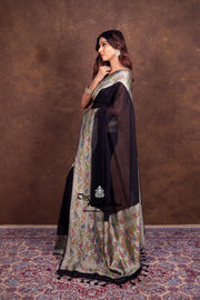 Black Khaddi Georgette Handloom Banarasi Saree - The Handlooms