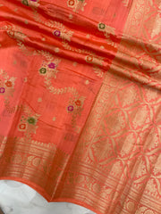 Pure Dupion Silk Banarasi Saree - Gold Zari - The Handlooms
