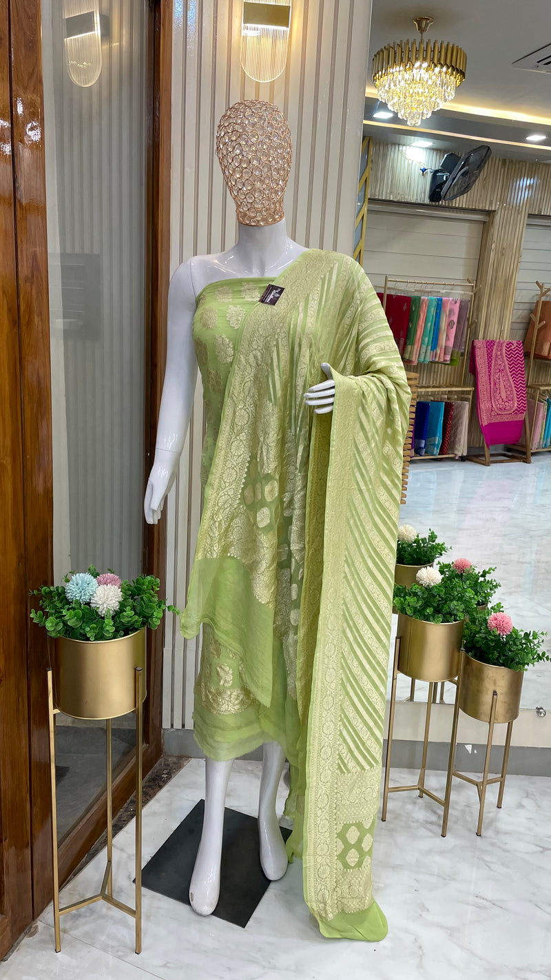 Khaddi Georgette Handlooms Banarasi Dress material - The Handlooms