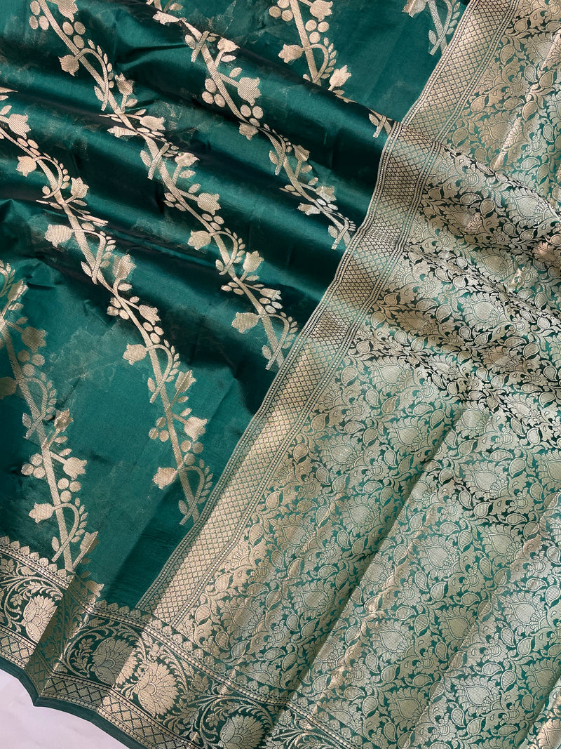 Pure Dupion Silk Banarasi Saree - Gold Zari - The Handlooms