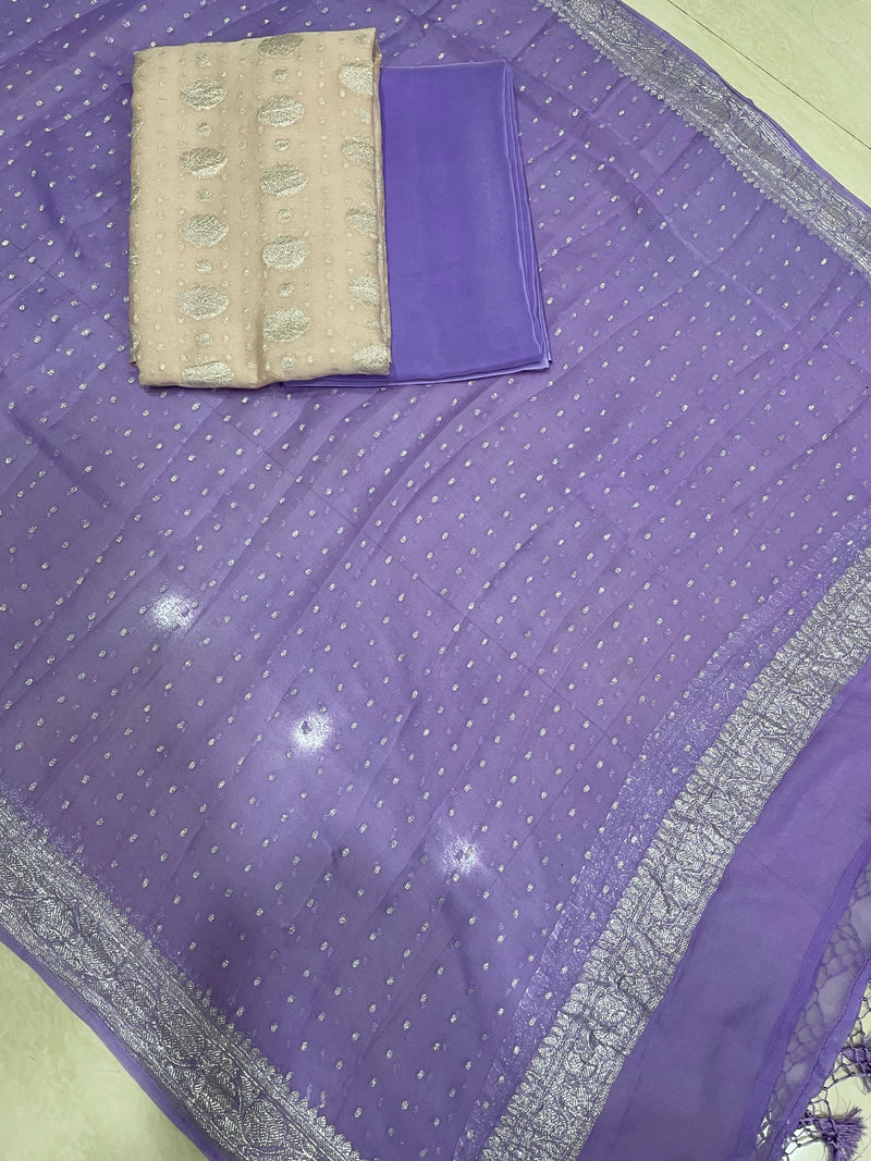 Pure Khaddi Georgette Banarasi Dress material - The Handlooms