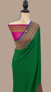 Khaddi Georgette Handloom Banarasi Saree -  Antique zari - The Handlooms