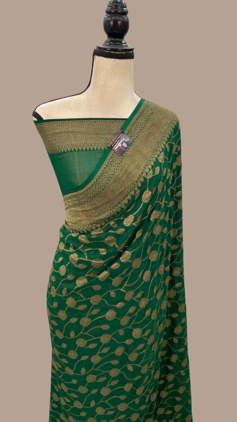 Khaddi Georgette Banarasi Saree -  Antique zari - The Handlooms