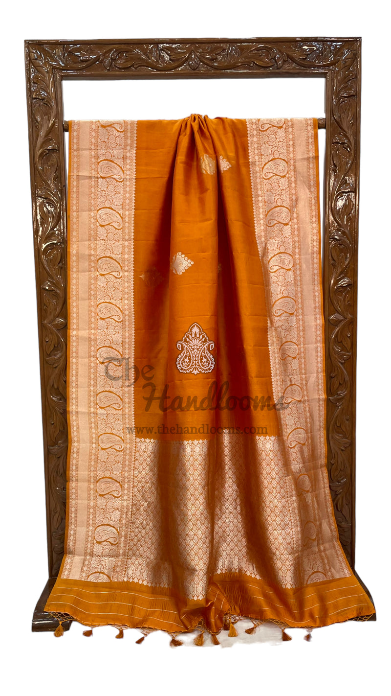 Honey Pure Katan Silk Banarasi Handloom Saree - All over Kadua motifs - The Handlooms