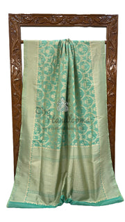 Pure Katan Silk Banarasi Handloom Saree - All Over Jaal Work - The Handlooms