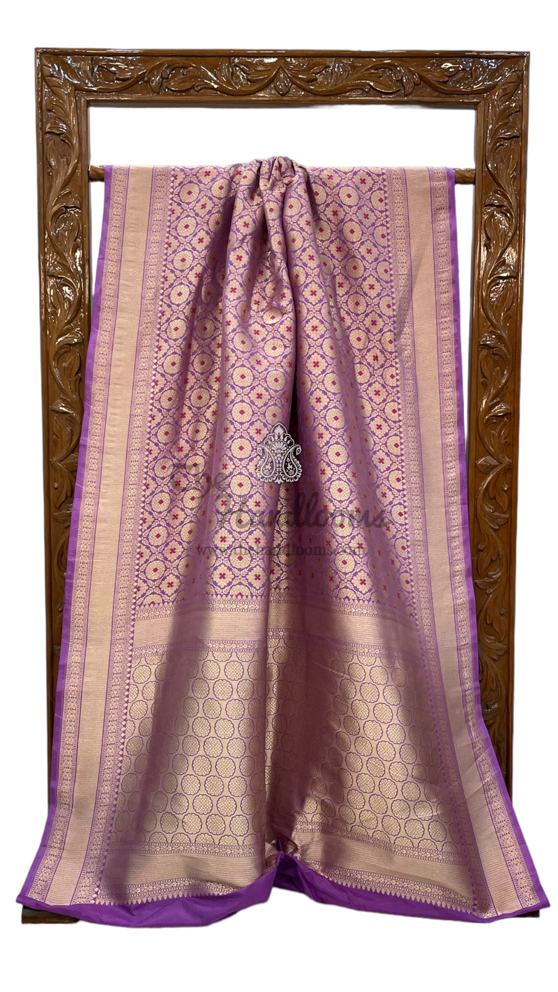 Pure Katan Silk Banarasi Handloom Saree - Tanchui Brocade With Meenakari - The Handlooms