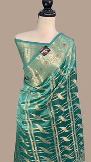 Pure Dupion Silk Banarasi Saree - Gold Zari - The Handlooms