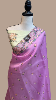 Pure organza Chikankari Handloom Banarasi Saree - The Handlooms