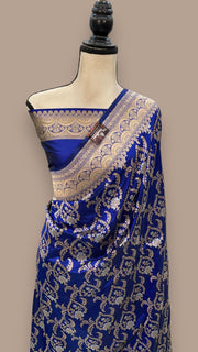 Pure Katan Silk Banarasi Handloom Saree - All over Sona Roopa Jaal work - The Handlooms