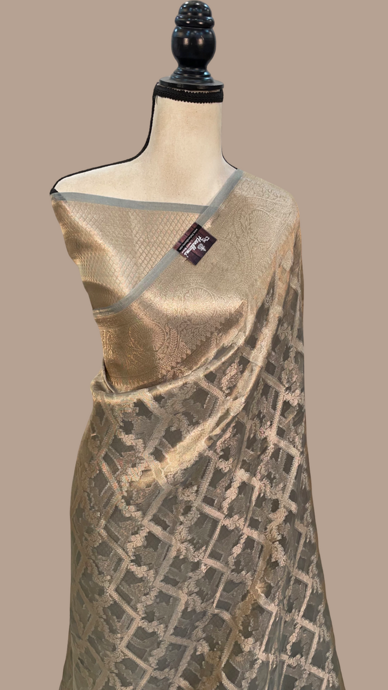 Pure Kora Tissue Handloom Banarasi Saree - The Handlooms