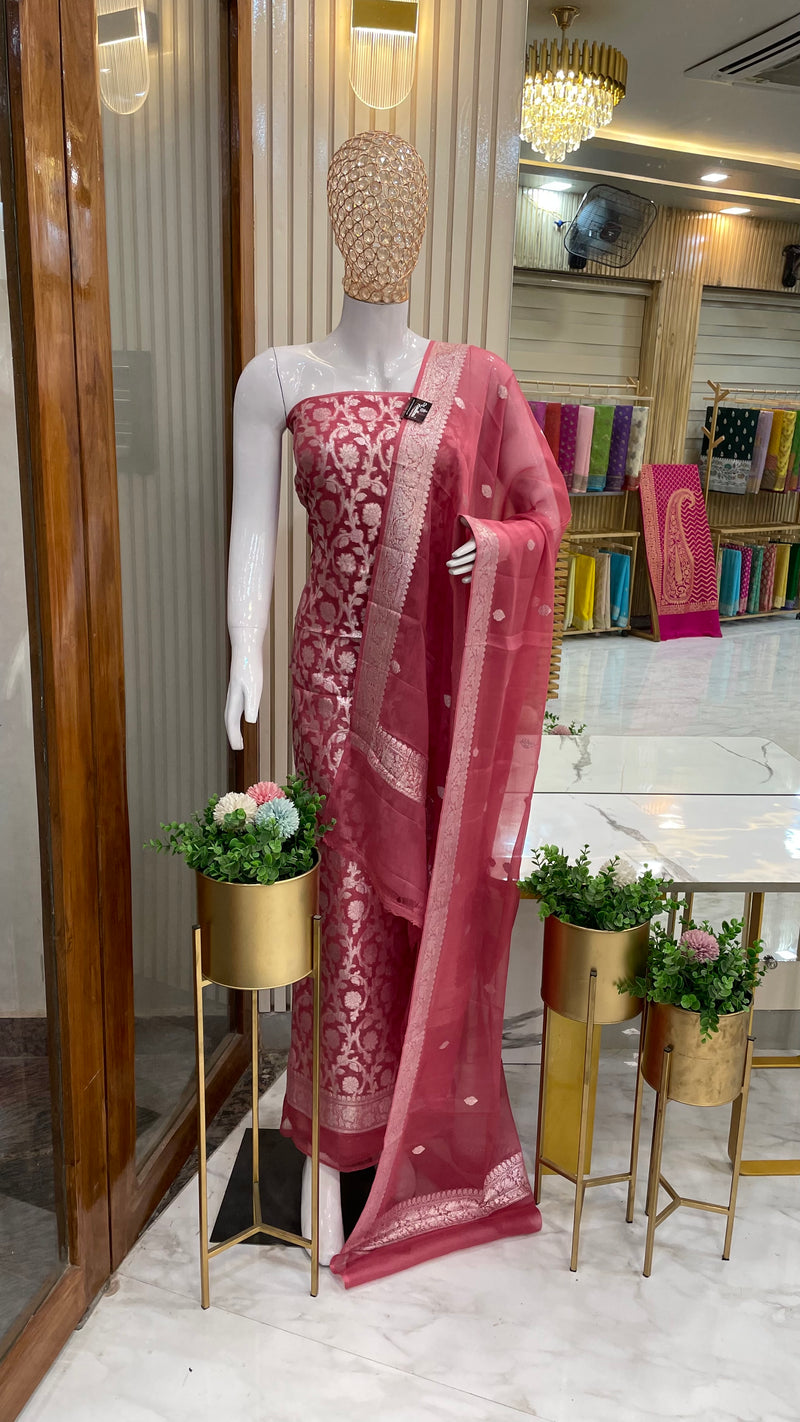 Khaddi Georgette Banarasi Dress material - The Handlooms