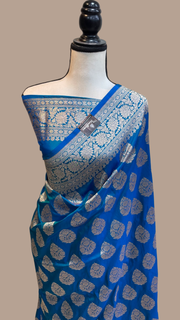 Pure Katan Silk Banarasi Handloom Saree - All Over Jaal Work - The Handlooms