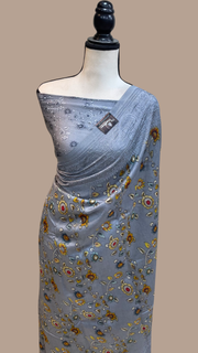 Pure Chanderi  Digital Print with Chikankari Handloom Banarasi Saree - The Handlooms