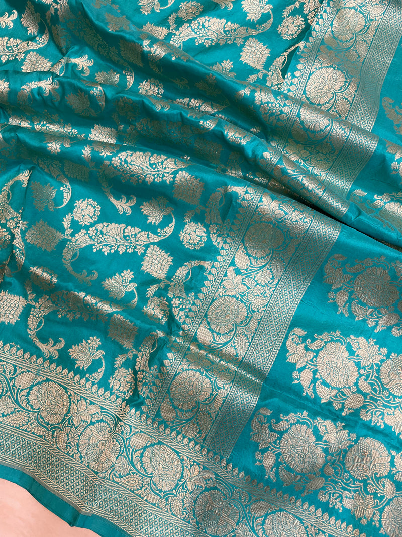 Pure Katan Silk Banarasi Handloom Saree - All Over Jaal Work - The Handlooms