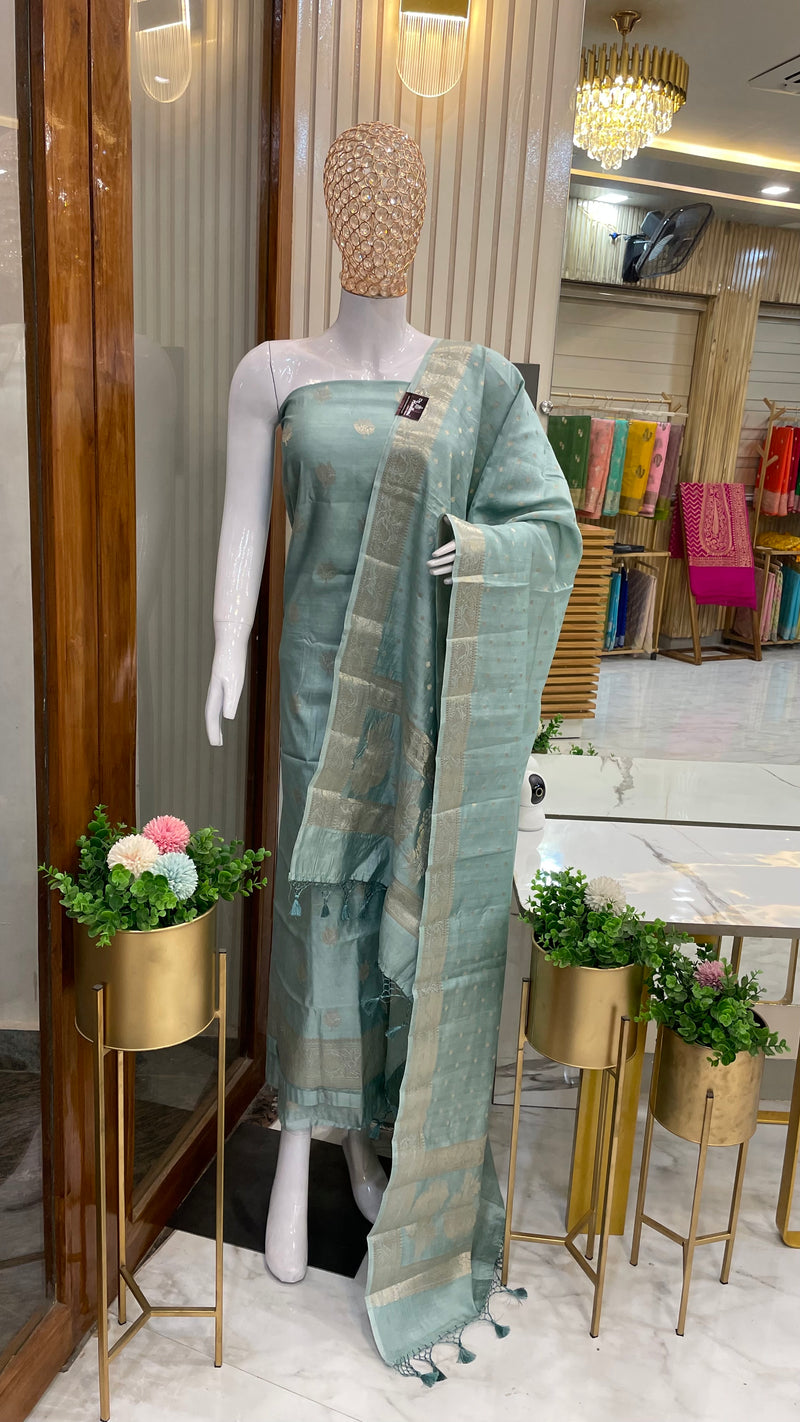 Pure Chiniya Silk Handlooms Banarasi Dress material - The Handlooms