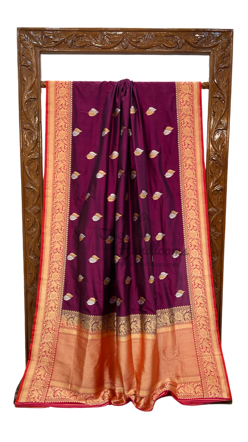 Pure Katan Silk Banarasi Handloom Saree - All over Sona Roopa Kadua motifs - The Handlooms