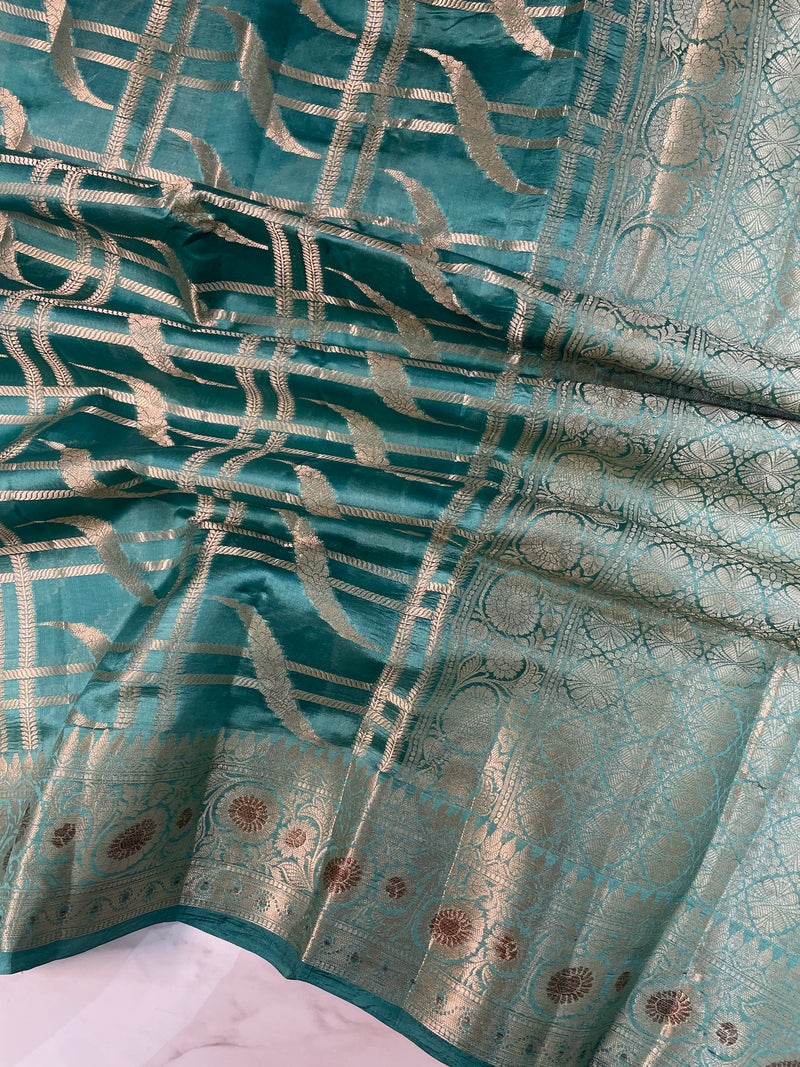 Pure Dupion Silk Banarasi Saree - Gold Zari - The Handlooms
