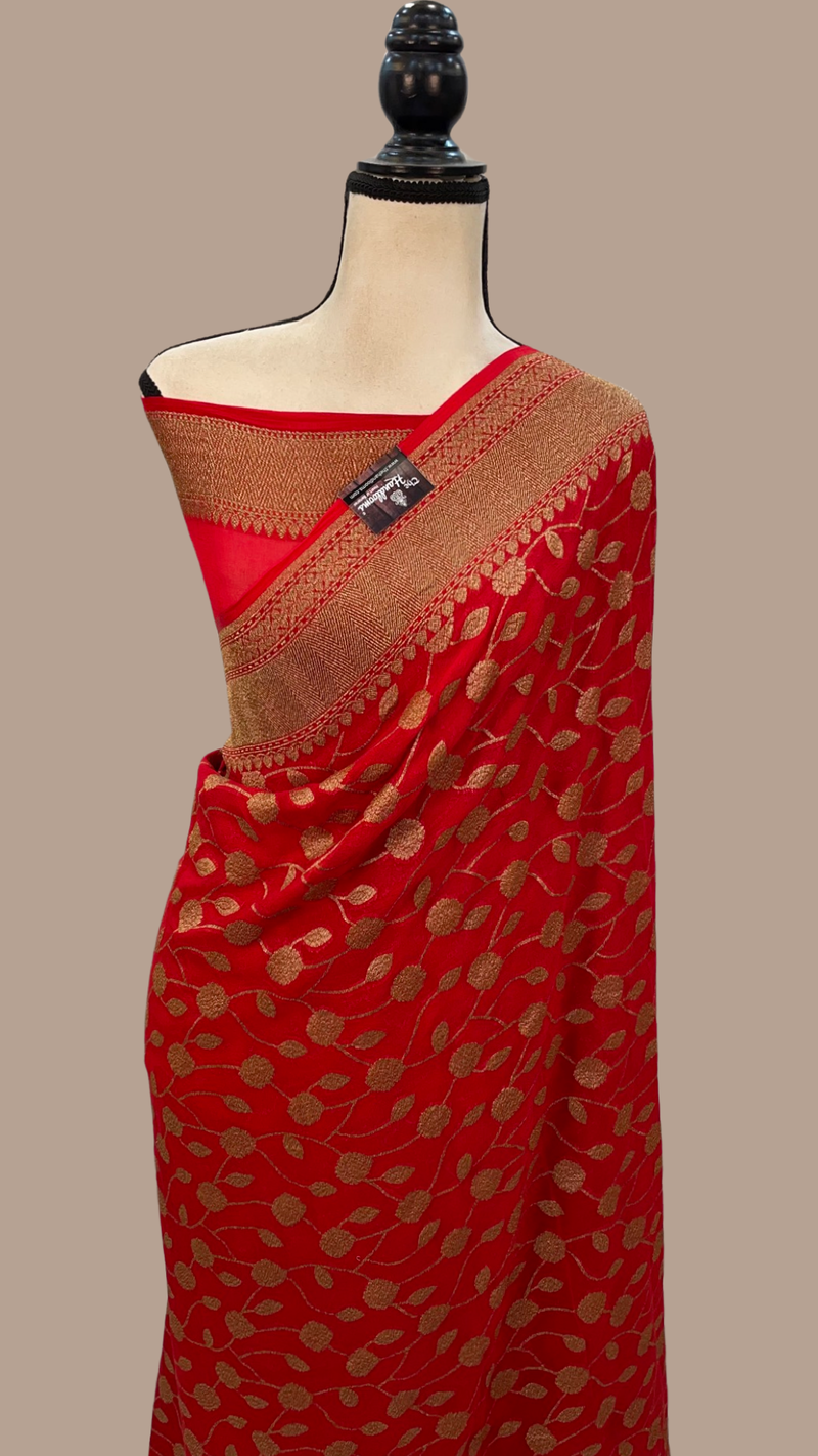 Khaddi Georgette Banarasi Saree -  Antique zari - The Handlooms