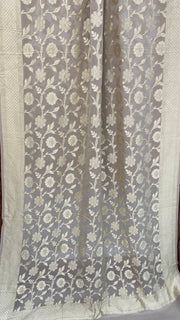 Pure Khaddi Georgette Dupatta - water zari - The Handlooms