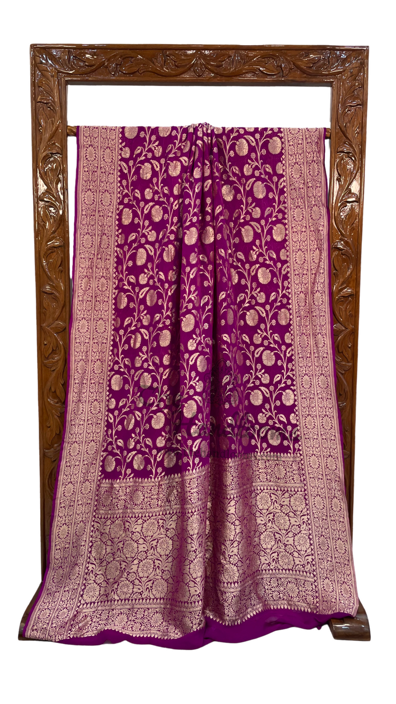 Khaddi Georgette Handloom Banarasi Saree - The Handlooms
