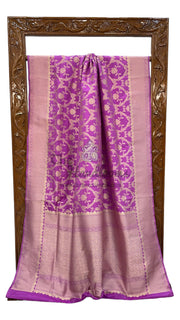 Pure Katan Silk Banarasi Handloom Saree - All Over Jaal Work - The Handlooms