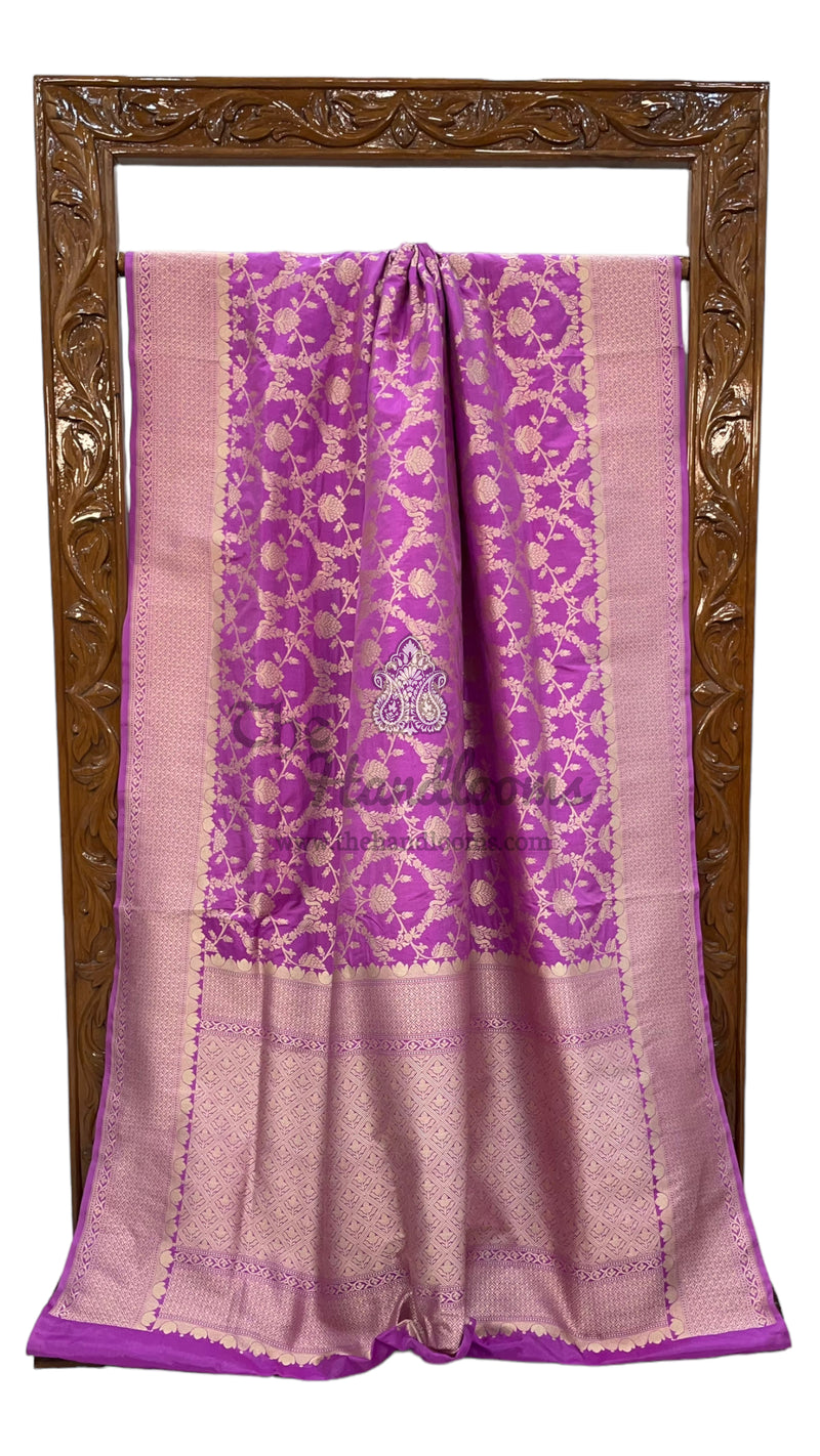Pure Katan Silk Banarasi Handloom Saree - All Over Jaal Work - The Handlooms