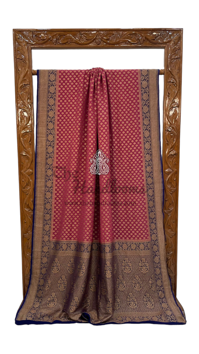 Khaddi Georgette Handloom Banarasi Saree -  Antique zari - The Handlooms
