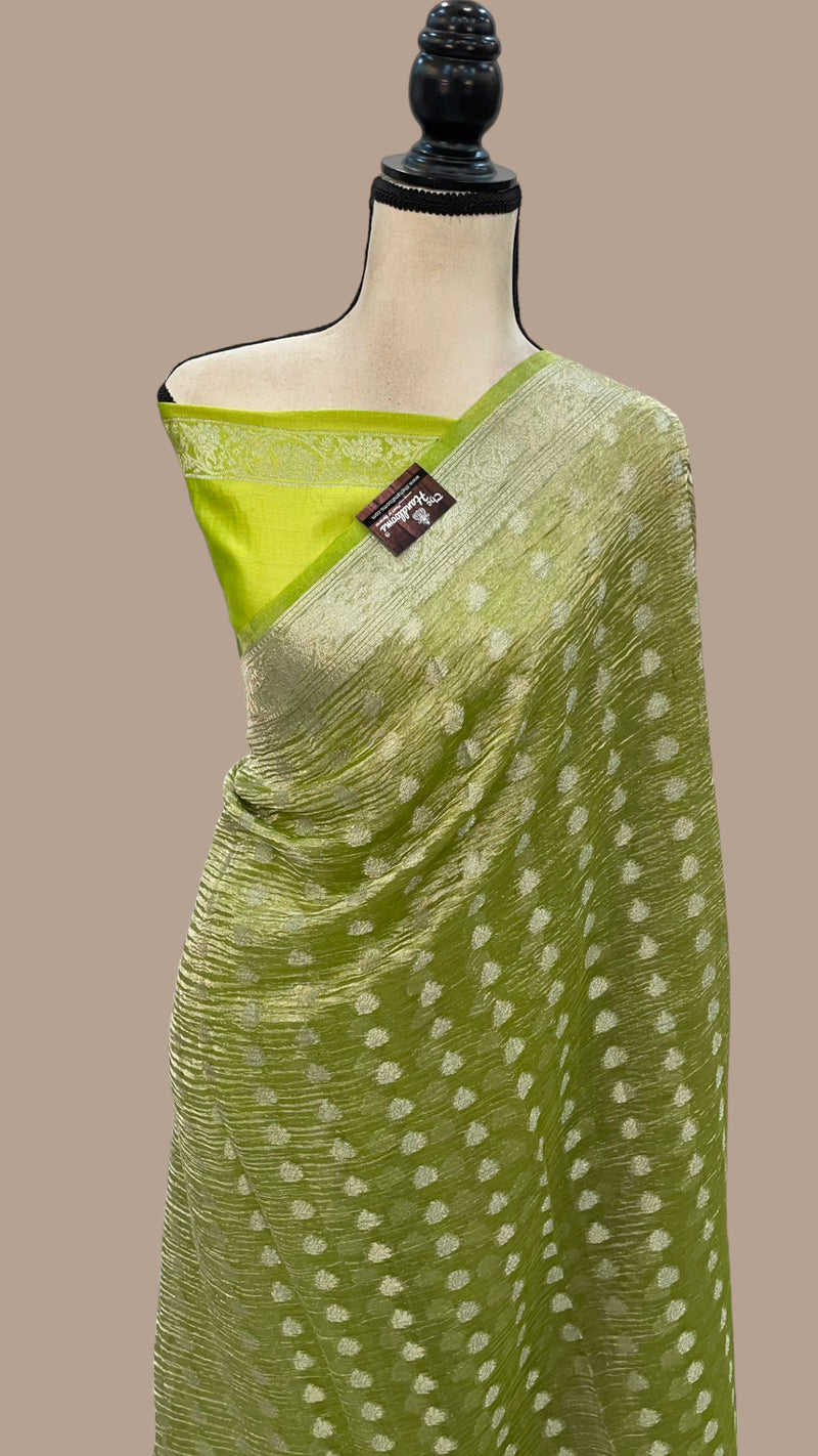 Pure Kora Tissue Crush Handloom Banarasi Saree - The Handlooms
