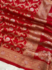 Pure Katan Silk Banarasi Handloom Saree - All over Sona Roopa Jaal work - The Handlooms