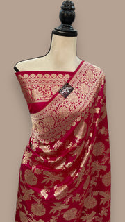 Pure Katan Silk Banarasi Handloom Saree - All Over Jaal Work - The Handlooms