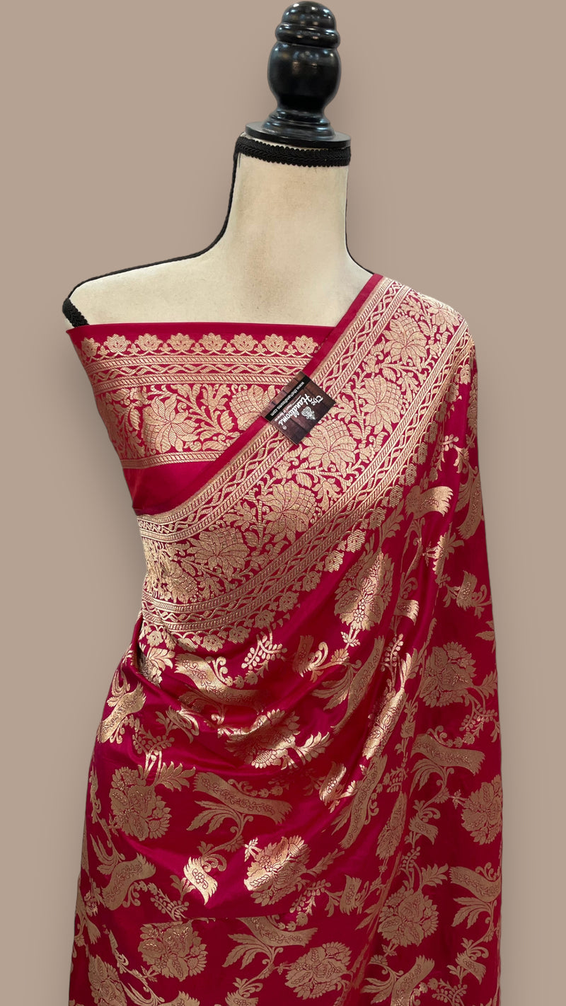 Pure Katan Silk Banarasi Handloom Saree - All Over Jaal Work - The Handlooms