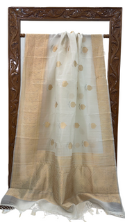 Pure Kora Handloom Banarasi Saree - Sona Roopa Alfi Kadua Boota - The Handlooms