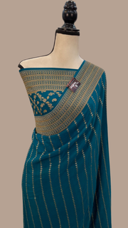 Pure Khaddi Crepe Georgette Banarasi Saree -  Antique zari - The Handlooms