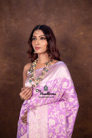 Mauvee Pure Katan Silk Banarasi Handloom Saree - All Over Jaal Work - The Handlooms