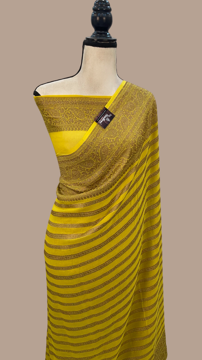 Khaddi Georgette Banarasi Saree -  Antique zari - The Handlooms