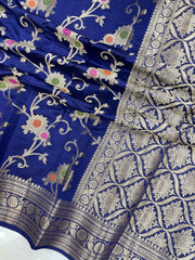 Pure Dupion Silk Banarasi Saree - Gold Zari - The Handlooms