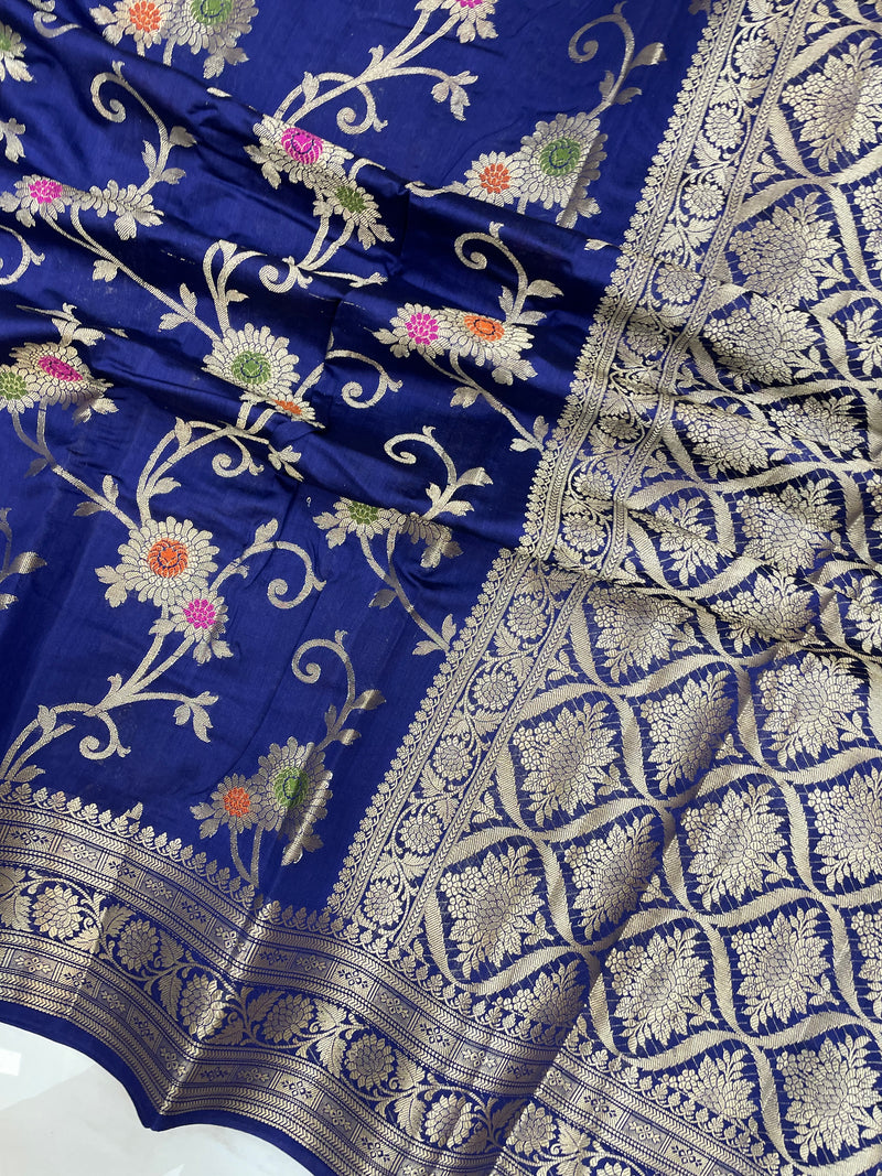 Pure Dupion Silk Banarasi Saree - Gold Zari - The Handlooms