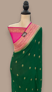 Pure Georgette Banarasi Saree - Gold zari - The Handlooms