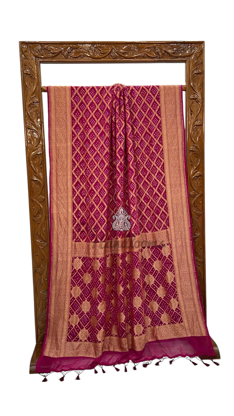 Pure Georgette Banarasi Bandhej Handloom Saree