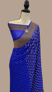 Khaddi Georgette Banarasi Saree -  Antique Roopa zari - The Handlooms