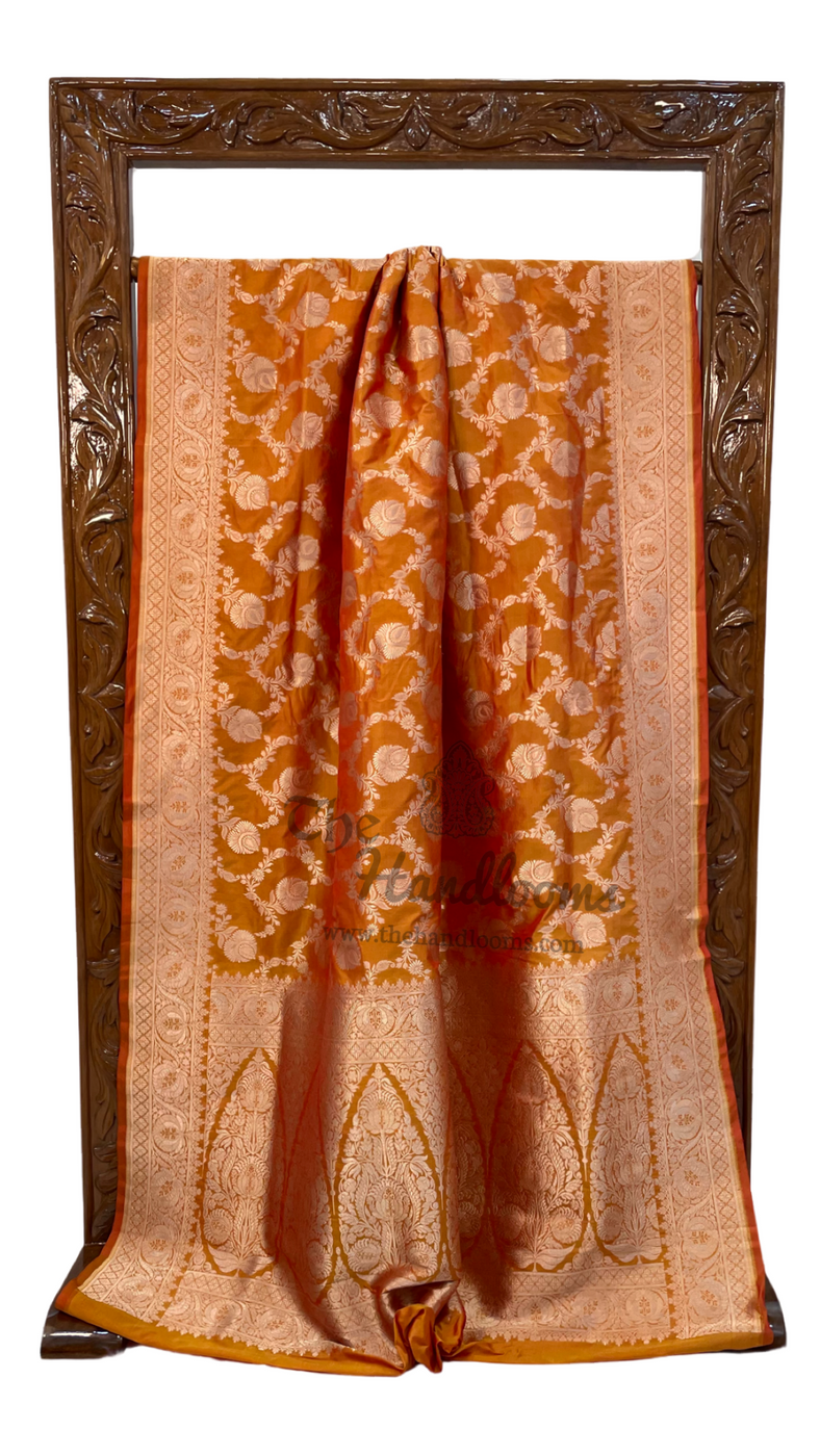 Pure Katan Silk Banarasi Handloom Saree - All over jaal work - The Handlooms