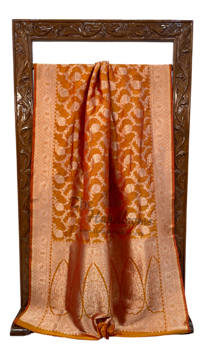 Pure Katan Silk Banarasi Handloom Saree - All over jaal work